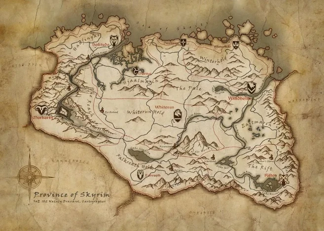 Skyrim Anthology Map Arena 게임지도 Morrowind Anth Art 포스터 캔버스 회화 벽 인쇄 그림 방 홈 장식, 03 20X30cm Unframed, 03 4