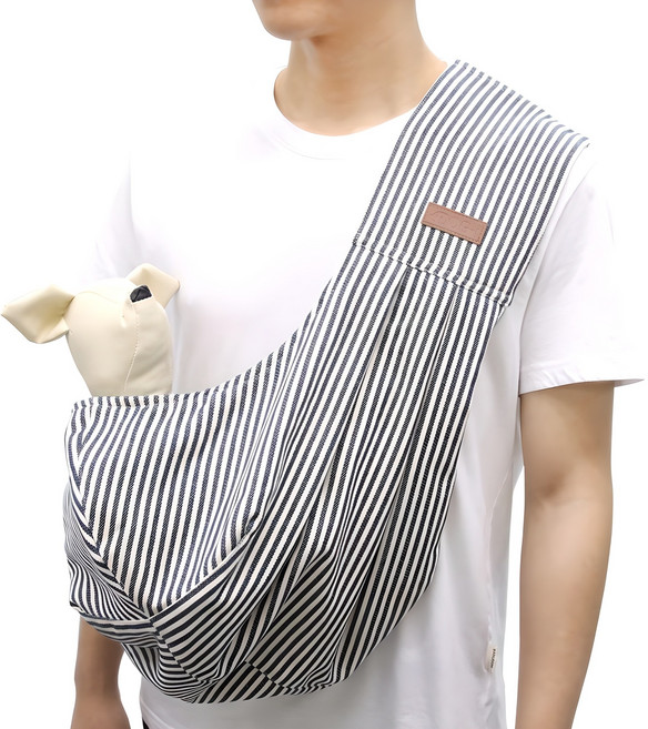 도그아이 강아지 이동가방 데님 양면 슬링백, 진청, 1개