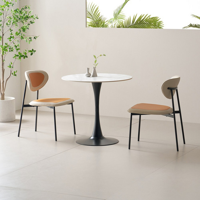 라로퍼니처 에디션 600 800 유광 원형 포세린 통 세라믹 스크래치 방지 실리콘 스킨 가죽 식탁 세트, 800 블랙, 블랙 2