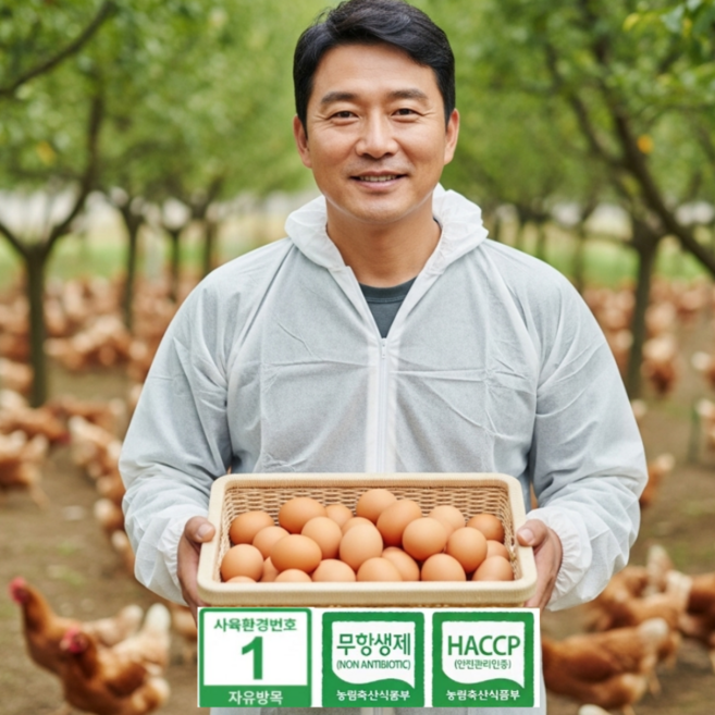 [오복농장] 난각1번 자연방사 유정란 무항생제 무농약 HACCP 계란 동물복지, 1개, 40구