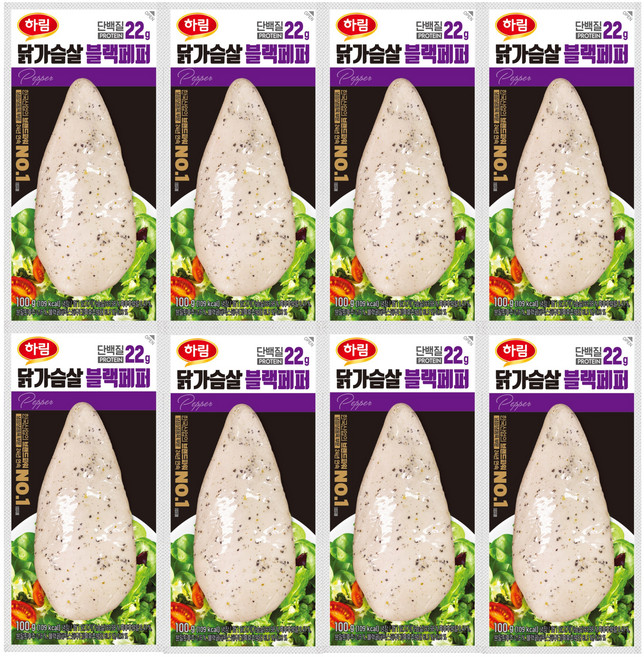 하림 닭가슴살 블랙페퍼, 100g, 8개