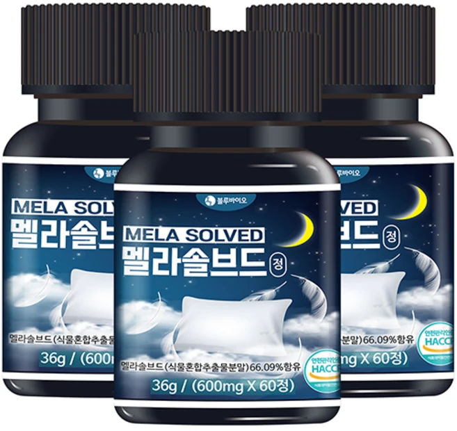 식물성 멜라토닌 멜라솔브드 600mg, 3개, 60회분 - 쿠팡