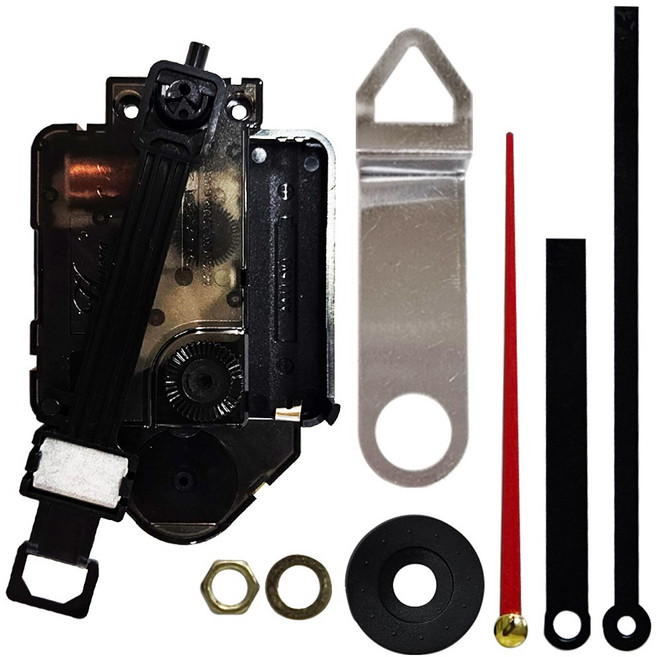 미호코리아 무소음 추형 무브먼트+철재고리+와샤 +너트+고무패드+시계바늘 세트 벽시계 부품 모터 부속 부속품 QUARTZ, JH-18.무소음 추형 무브먼트(18mm)