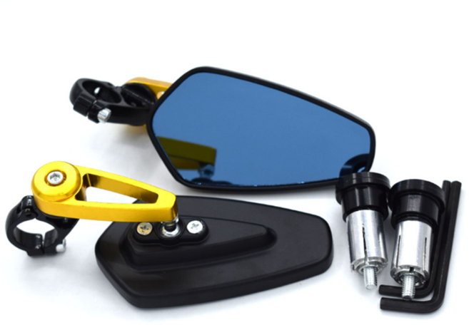 오토바이 컬러 바엔드 미러 사이드미러 보조미러 10MM 8MM 범용 튜닝 광각, 골드, 1개