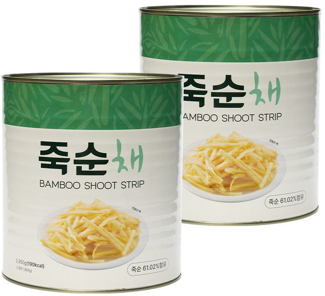 대용량 죽순채 슬라이스 (통조림 캔), 2개, 2.95kg