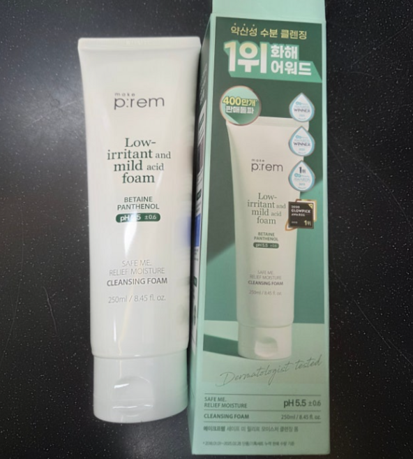 메이크프렘 세이프 미 릴리프 모이스처 클렌징 폼 make prem, 2개, 250ml