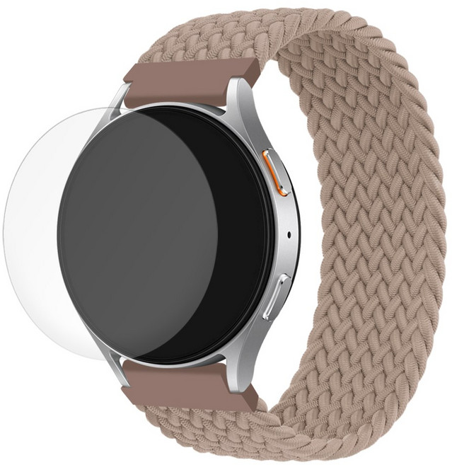 스페이스쉴드 갤럭시워치7 6 5 4 44mm 호환 브레이드 솔로루프 나일론 스트랩 밴드 25color 필름 1매 증정, 에스프레소, 1개