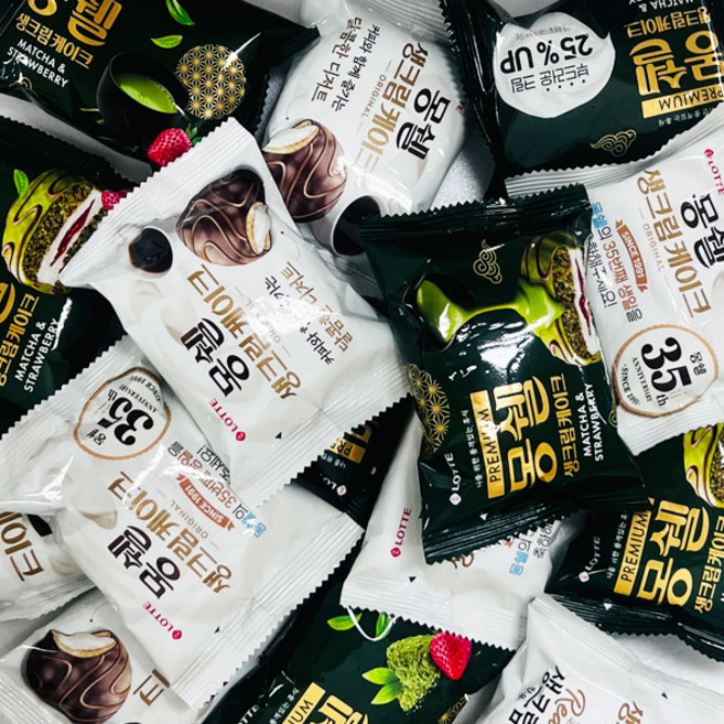 롯데 몽쉘 생크림케이크 말차&딸기+오리지널 2종모음 대용량 간식, 30개, 34g