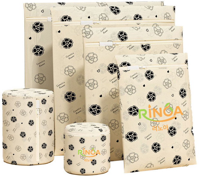 리노아 세탁망 6종 세트 빨래망 세탁보호망 속옷 세탁가방, 1세트, 동백꽃