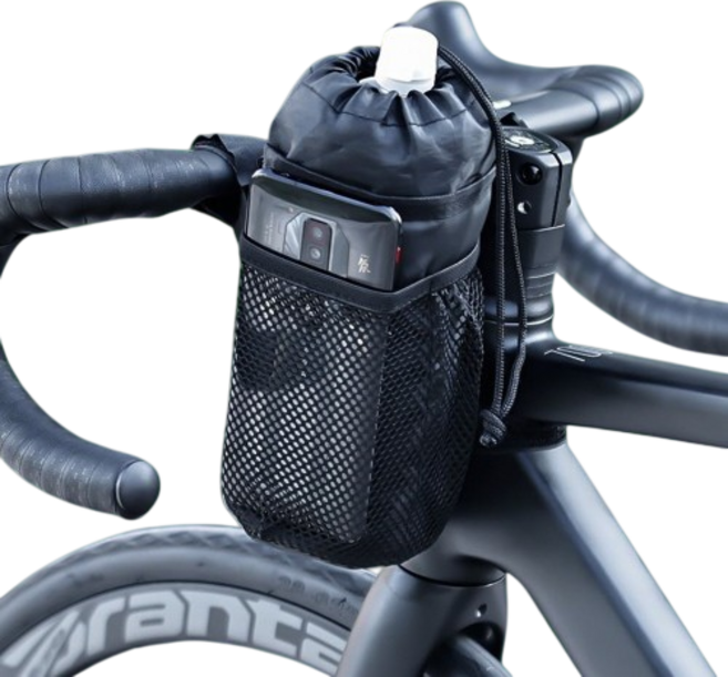 3중 보냉 단열 방수 스템백 자전거 물통 거치대 핸들가방, 블랙
