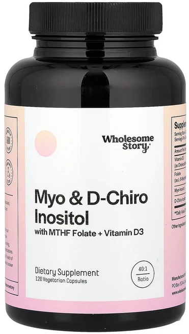 아이허브 MTHF 엽산 + 비타민D3 함유 마이오 & d-카이로 이노시톨 베지 캡슐 120정, 1개 - 쿠팡