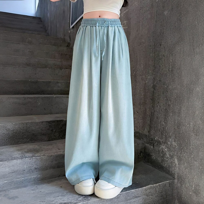 지디오 주니어 여아 여름 청바지 밴딩 와이드 아이스 데님 밴딩 팬츠 연청 흑청 워싱 진 냉감 쿨링