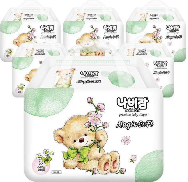 나비잠 매직소프트 밴드형 기저귀 아동공용 소형 (4~7kg), 2단계, 264매