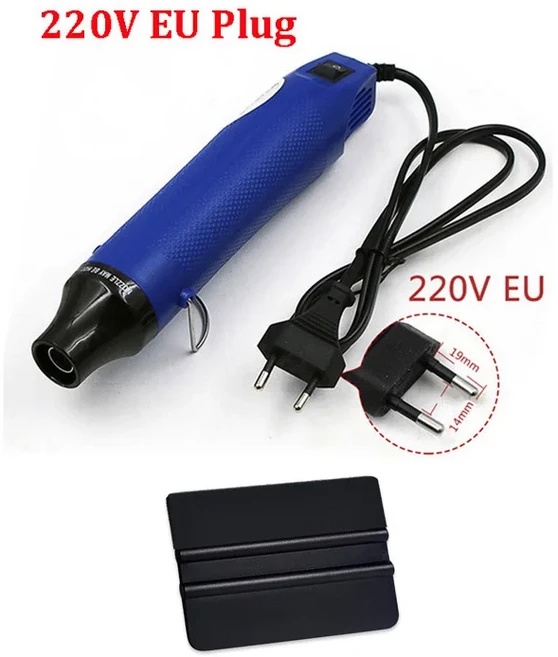 미니 열풍기 110V/220V 300W 휴대용 다기능 전기 열 도구 자동차 비닐 랩 윈도우 틴트 필름 데칼용, 04 Kit 2Pcs(EU Plug)