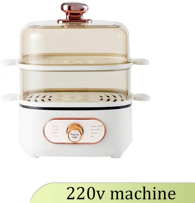 스티머 전기 다기능 가정용 2 층 요리 올인원 냄비 아침 식사 기계 스팀 박스 스테인리스, 01 220v, 04 미국