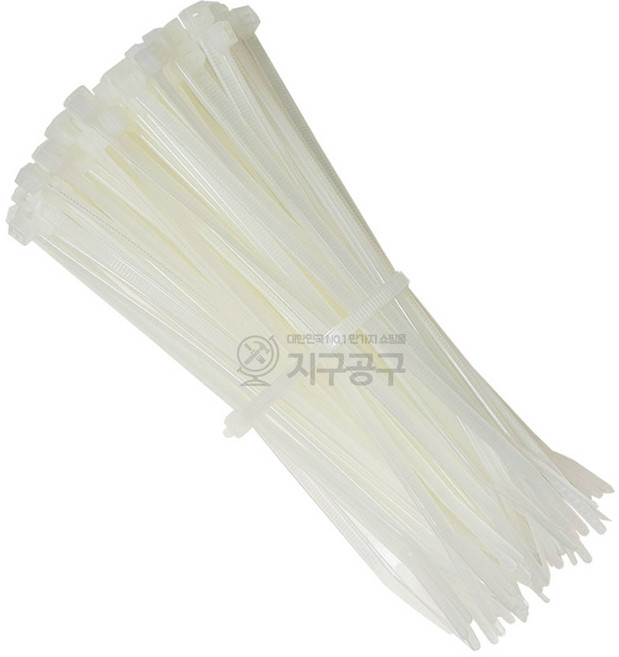 케이블 타이 100mm 흰색 블랙 100mm 140mm 200mm 270mm 300mm 370mm 검정 화이트 컴퓨터 전선 정리 고정, 흰색 케이블타이 200mm 100개, 1개