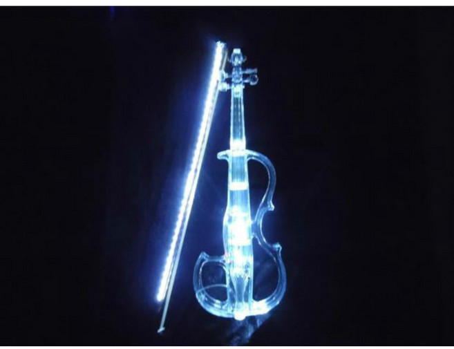 전자바이올린 블루투스 고급 투명 크리스탈 바이올린 무대 공연 현악기, 블루 라이트S 공연소품, 1개