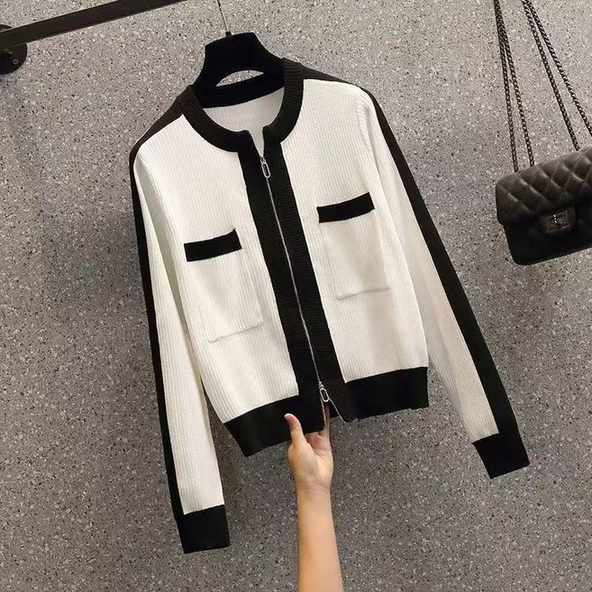 urkoteer 골프 의류 골프 여성 탑 골프 니트 스웨터 여성 재킷 가을 겨울 디자인 센스 편지 인쇄 지퍼 니트 카디건 탑