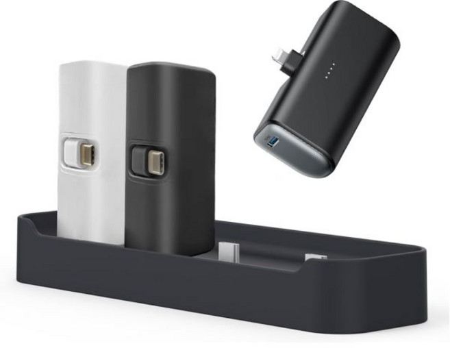 Doohoeek 두휘크 충전 스테이션 도크 앙커 나노 파워뱅크모델 A1653 및 A1645 호환 4포트 고속 미니 파워뱅크용 자동 차단 기능이 있는 가족용 가정용 허브스테이션만