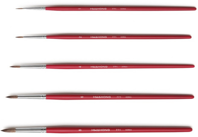 화홍 771R 수채화붓 낱자루 1호 - 20호 6본조 둥근붓, 16호
