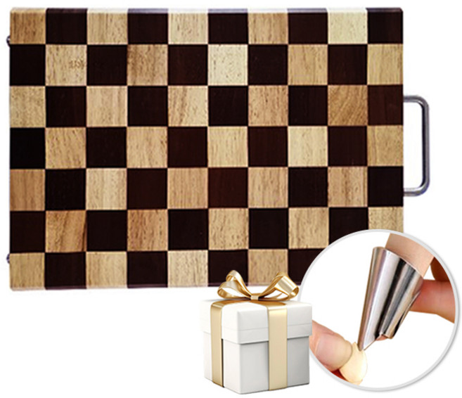 엔드그레인 누보 라운드 체크보드 도마 40cm 플레이팅 (상세설명참조), 누보라운드40 +사은품, 1개