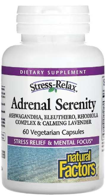 [60캡슐] 네추럴팩터스 아드레날 세레니티 부신 아답토젠 베지 캡슐 글루텐 무함유, 1개, 60정