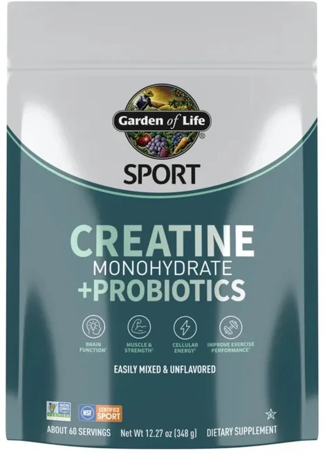 [미국정품직구상품] 가든오브라이프 스포츠 크레아틴 일수화물 + 프로바이오틱 무맛 348g(12.27oz), 1개, 348g - 쿠팡