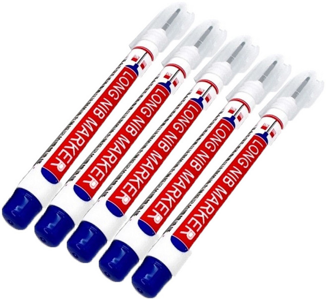 아이베란다 마커펜 펜촉 유성펜 얇은 선긋기 폭 1mm, 5개, 파랑