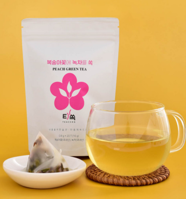 내몸을위한 복숭아꽃에 녹차를 쏙 꽃차 티쏙 피치그린티 0.8g x 20티백, 1개, 16g, 20개입
