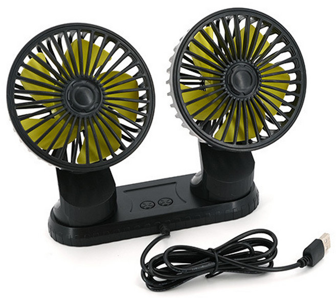 양방향 5엽 입체 차량용 다각도 트윈선풍기 자동차 USB 써큘레이터 따로 조절 선풍기 카팬, 차량 USB트윈선풍기