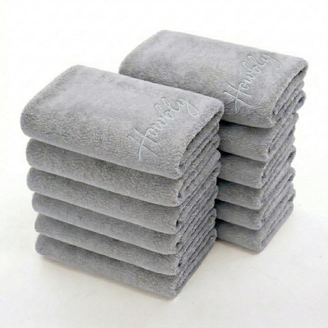 하우블리 프리미엄 먼지없는 고급 호텔 수건, 12개, 그레이