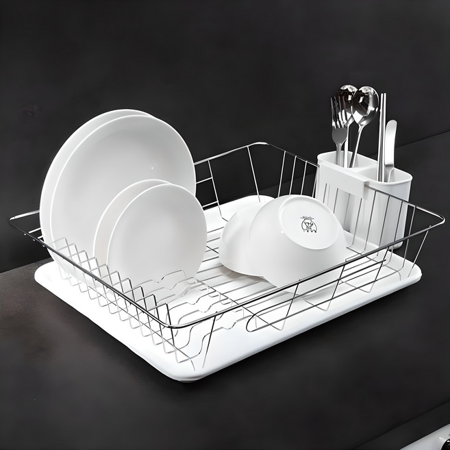 스토피아 식기건조대, 1단, 실버 + 화이트, 1개