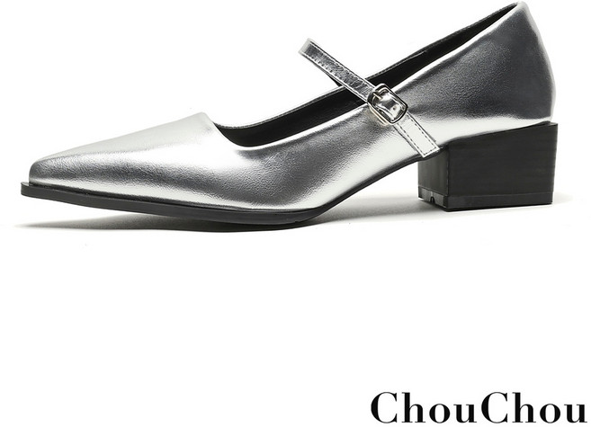 【ChouChou】復古摩登尖頭低跟瑪莉珍鞋
