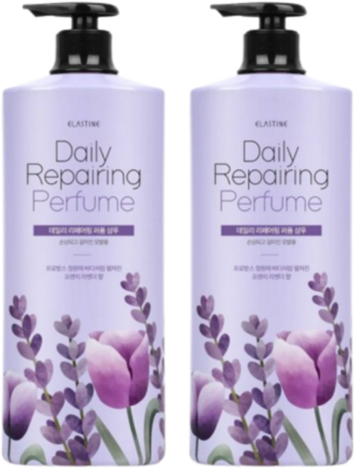 엘라스틴 데일리 퍼퓸 리페어링 샴푸 프렌치 라벤더향, 1.1L, 2개