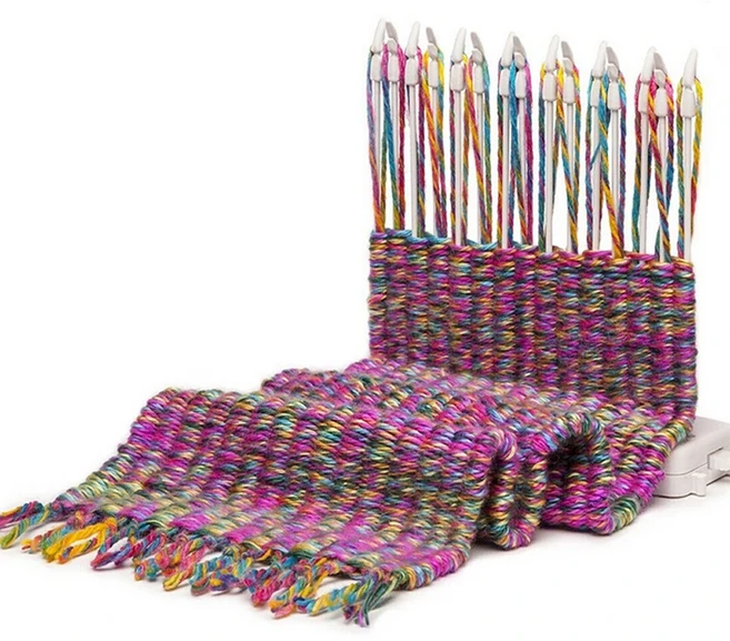 스카프 뜨게 기계 직조 뜨게 직기 기계 키트 교육 완구 2 개 실 포함 15 바늘, 01 1