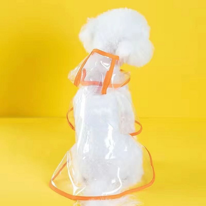 寵物透明防水雨衣 適用於中大型金毛、泰迪、柴犬等犬隻, 1個, 雨衣-橙色邊2xL建議13-18斤