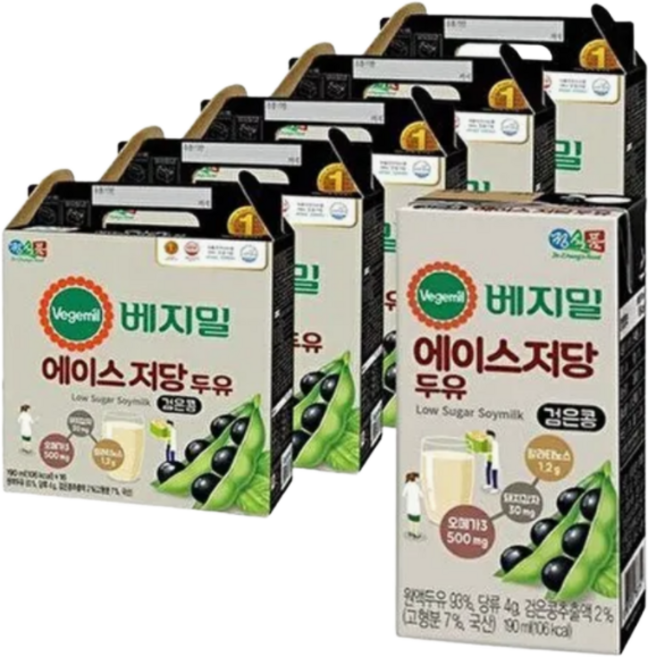 베지밀 에이스 저당두유 80팩, 190ml, 80개