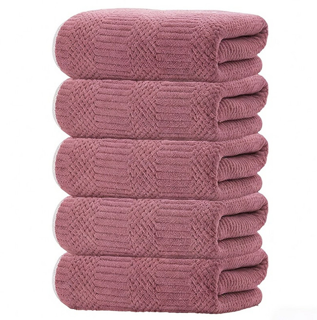 Craftsy 극세사 호텔 수건 40수 사계절용 세면 바스타올 먼지없는 속건 타월, 5개, 와인퍼플