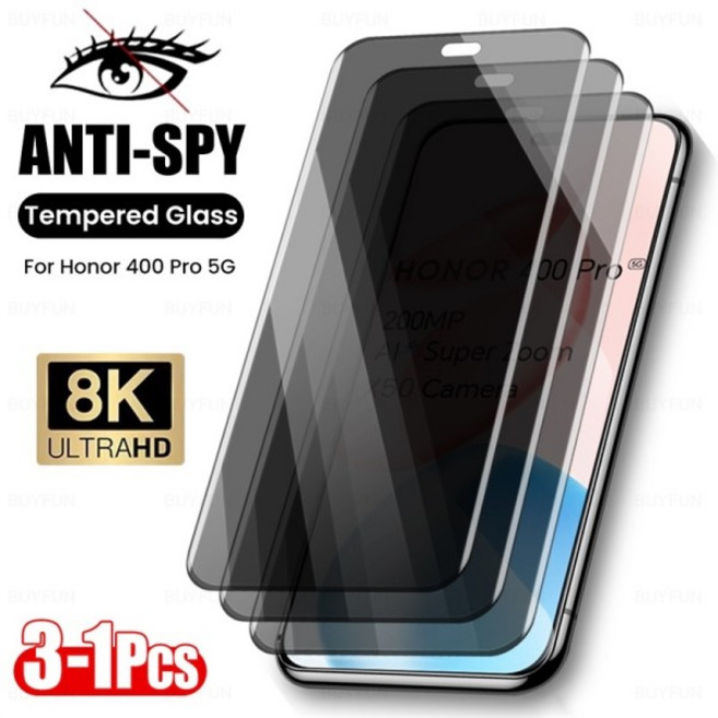 Honor 400 Pro 5G 유리 3-1Pcs 개인 정보 보호 곡선 강화 유리 안티 스파이 화면 보호기 Honer 400Pro Hono, 01 번들 18, 03 1Piece