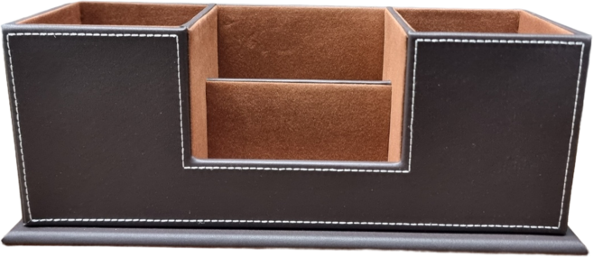 인픽 가죽 연필꽂이, 1개, 사각 브라운