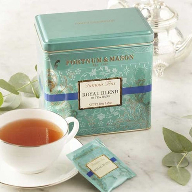 [영국발송] 100g 50개입 포트넘앤메이슨 로얄블랜드 틴케이스 Royal Blend 50 Tea Bags Tin, 1개