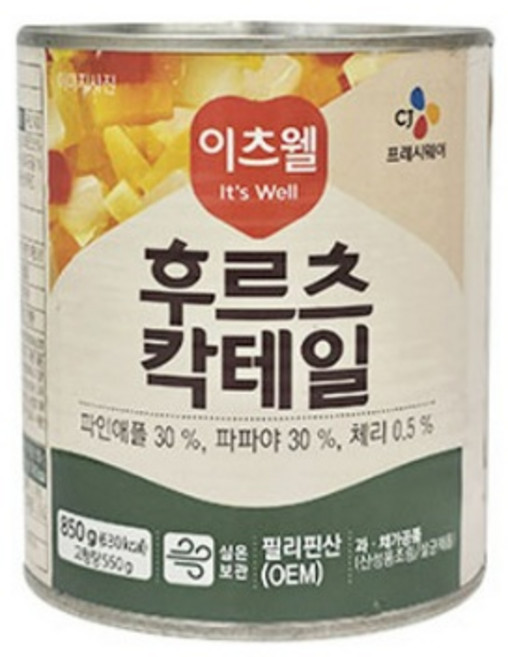 이츠웰 후르츠칵테일 850g, 4개
