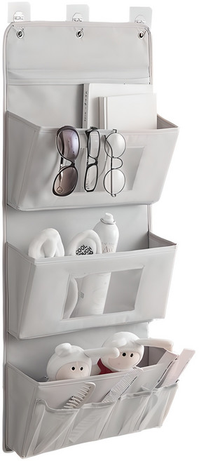 에이블 벽걸이 3단 정리 수납 포켓, 그레이, 1개