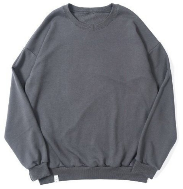 雙面穿 寬鬆落肩 大學T 長袖素t 男女款 MX67 石墨灰