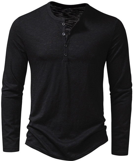 CBHV 남자 헨리넥 셔츠 무지 긴팔 티셔츠