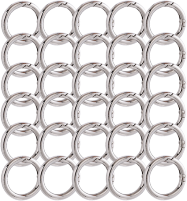 일월전빵 원터치 오픈형 오링 13mm 16mm 19mm 25mm 세트 악세사리 DIY 부자재 키링 공예 BA-J025, 30개, 실버