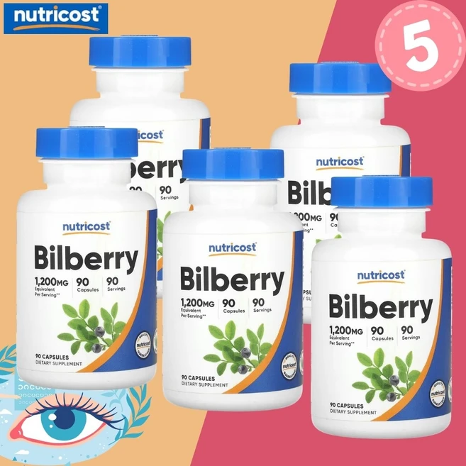 뉴트리코스트 빌베리 1200mg 90캡슐 5개, 90정 - 쿠팡