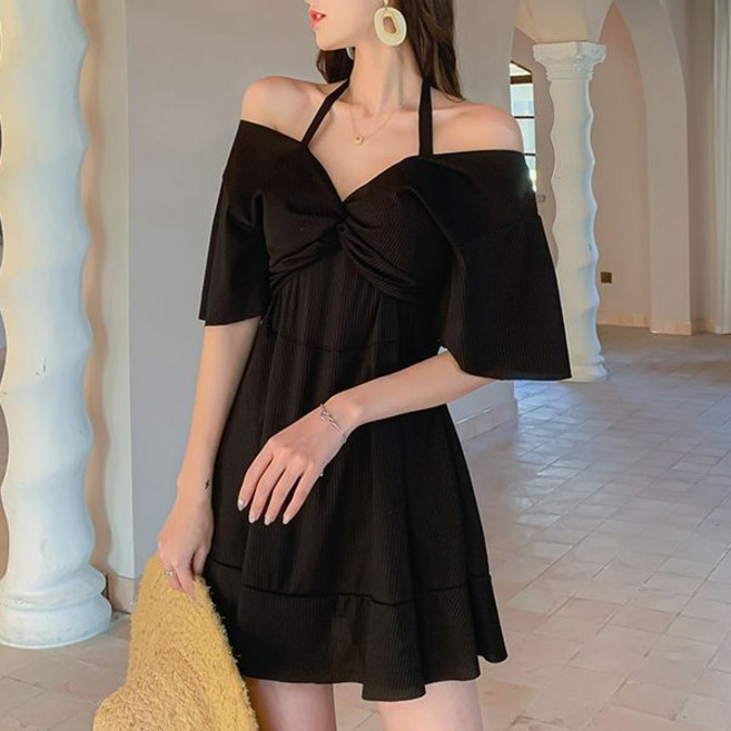 디아쿠아 엘라 복부커버 여성 슬리밍 모노키니 수영복, 블랙