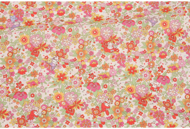 [캐릭터원단] 리버티 재팬 x 산리오 마이멜로디 / 마이멜로디 플로럴 프렌즈 / 일본 리버티 정품 / 타나론 패브릭, 1개, D