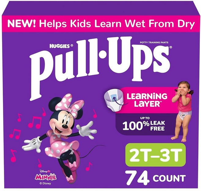 Pull-Ups 여아용 배변 트레이닝 팬츠 사이즈 3T-4T 트레이닝 속옷 (14.5-18.1kg(32-40파운드)) 20개입, 74